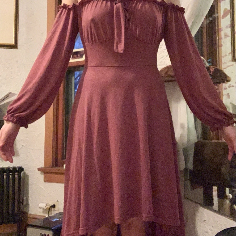 Maroon Off Shoulder Dress